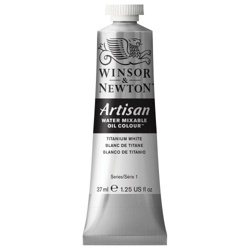 Winsor & Newton Artisan Water Mixable Oil Paint, 37ml, Titanium White | Clean with water; no solvents needed. Color depth, lightfastness, opacity/transparency are the same as traditional oils. - color: Titanium White, style: 1.25-oz