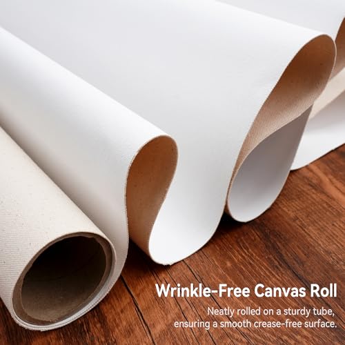 PHOENIX Professional Canvas Roll 72 Inch x 3 Yard (9 Feet) | 15 Oz. Heavyweight Primed Cotton, for Oil & Acrylic Painting, Ready-to-Use Unstretched Artist Canvas - size: 72 inch x 3 yard, style: 15 oz.