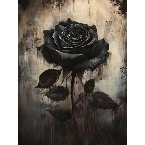 Halloween Gothic Diamond Art Kits for Adults,Diamond Painting Wall Decor | Black Rose Diamond Art Kit for Beginners, 5D DIY Full Drill Diamond Painting Gem Art, Home Wall Art Gifts(12x16 inch) - color: DP03654