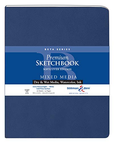 Stillman & Birn Beta Series Softcover Sketchbook, 8" x 10", 270 GSM (Extra Heavyweight), White Paper, Cold Press Surface - size: 8" x 10" 270 gsm (Extra Heavyweight)
