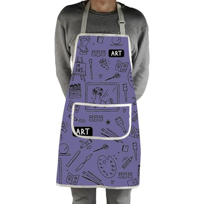 MBMSO Painting Artist Apron with Pockets Artist Painter Gifts Art Lover Gift for Art Teacher Student Painter Apron Waterproof - color: Art A-purple2