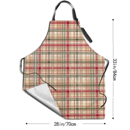 Giwawa Unisex Adult Apron Waterproof Stain Resistant Kitchen Cooking Apron with 2 Pockets for BBQ Grill Painting - color: Fall Plaid