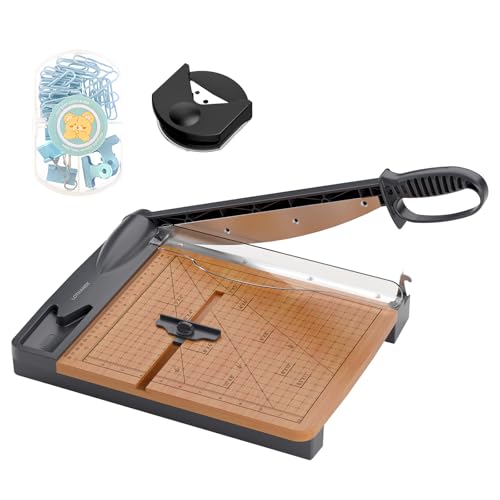 12'' Wood Guillotine Paper Cutter, Heavy Duty Wood Base Paper Trimmer with 32 Sheets Capacity Paper Cutting Board for Classroom, Crafting, Cardstock, Art Projects | 32 Sheets Capacity, Wood Base Paper Cutting Board for Classroom, Crafting, Cardstock, Teac