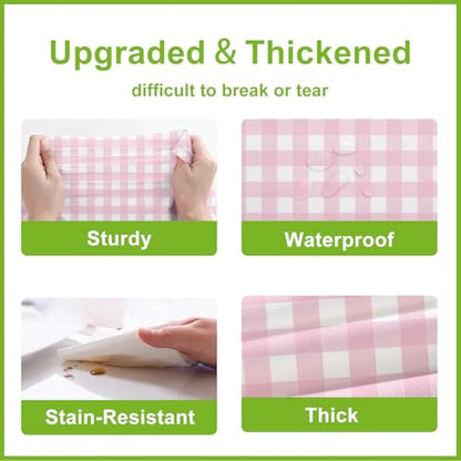 Oigco Pink Gingham Tablecloth - 3 Pack 54" × 108" Rectangle Disposable Pink and White Checkered Tablecloth, Picnic Table Cover for Party, Wedding, Birthday - color: Pink Gingham