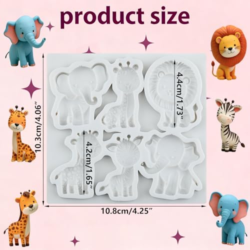 Animal Polymer Clay Mold Lion Elephant Giraffe Silicone Molds - color: Style R