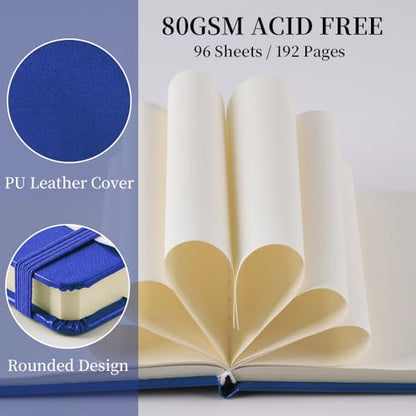 5x5 Pocket Sketch Book,80gsm Hardcover Art Sketchbook for Drawing Journal | PU Cover,Blank Paper,96Sheets/192Pages,Lay-Flat,Portable Travel Creation Paint Diary Memo Planner,Dry Media.Sapphire Blue - color: PU Cover-5x5in-Sapphire Blue