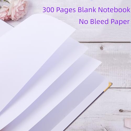 Blank Notebook Journal, Hardcover Sketchbook, 300 Page No Bleed Thick Paper - color: Green, size: 8.5” x 5.5”
