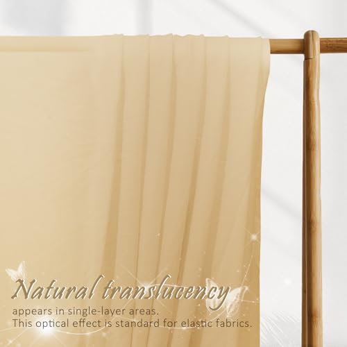 Manyshofu Cream Mesh Fabric by The Yard 4-Way Stretch, 60 Wide (1 Yard) - color: Cream, size: 1 Yard