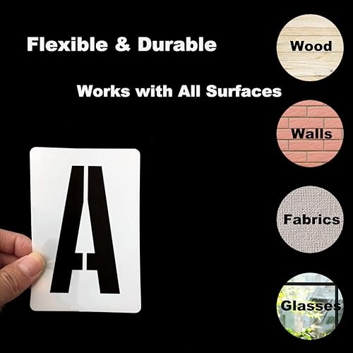 12 Inch Alphabet Letter Stencils for Painting - 42 Pack Letter and Number Stencil Templates with Signs for Painting on Wood, Reusable Numbers and Letters Stencils for Chalkboard Wood Signs & Wall Art - size: 12 Inch