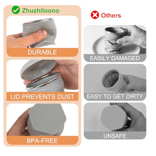 Collapsible Cup with Lid - 6oz Mini Silicone Folding Travel Cup with Steel Rim - BPA Free Small Portable Pocket Cup for Camping, Hiking, Kids, Mouthwash & Pills (Elegant gray) - color: Elegant Gray