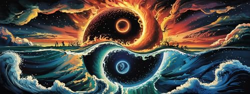 Yomiie Large 5D Diamond Art Kits for Adults, Yin-Yang Diamond Painting Art Landscape DIY Full Round Drill Kits, Embroidery Rhinestone Diamond Crystal Craft Canvas Home Wall Decor 31.5x11.81 inch - color: Yin-Yang