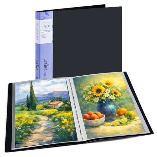 11x17 Black Art Portfolio Folder Displaying 48 Pages with Plastic Sleeves - color: Black, size: 11*17