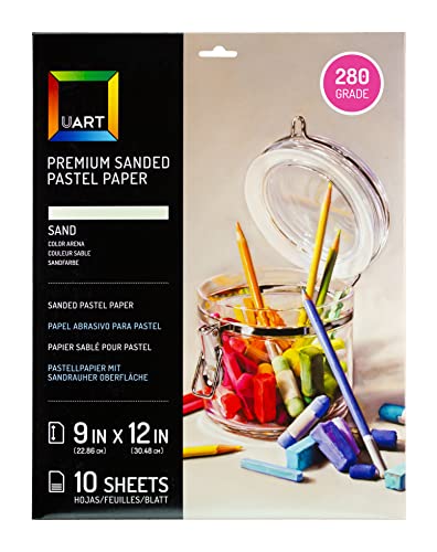 Uart Sanded Pastel Art Paper, Off-White, 9" x 12" Paper, Grit #280, 10 Sheet Pack
