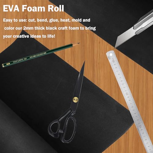 EVA Foam Roll | High Density 85kg/m3 | 2mm Thick | 48"x14" | Ideal for Cosplay, Crafts, DIY Projects (Black 2pcs) - color: Black 2pcs
