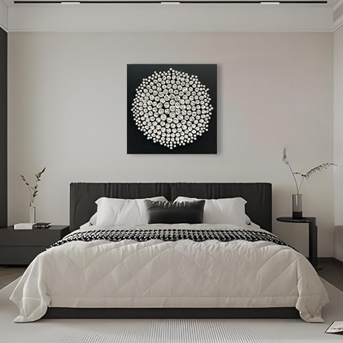 Art Abstract Oil Painting Modern Art Oil on Canvas Wall Art Deco 24x24 inches, Black and White - color: Yi057