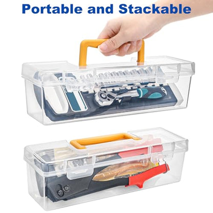 Tosnail 3 Pack Plastic Box with Handle, Portable Storage Container, Organizer Cases for Art Painting Supplies, Crafting Tools, Sewing Accessories, Ribbons, Washi Tapes, Pottery Tools, Nail Polish