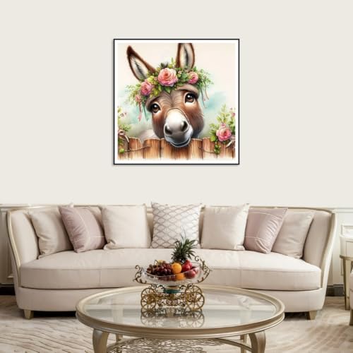 hill froeistung 5D Donkey Diamond Art Painting Kits for Adults | Animals Diamond Art for Beginners, DIY Full Drill Flower Diamond Art Painting(12X12 inch) - color: HF-A059