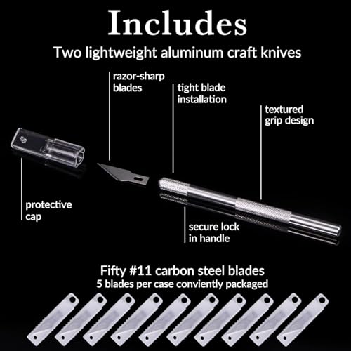 WA Portman Hobby Knife Set, 12pc Precision Craft Knife Set with 100 Blades - size: 12 Knives 100 Blades