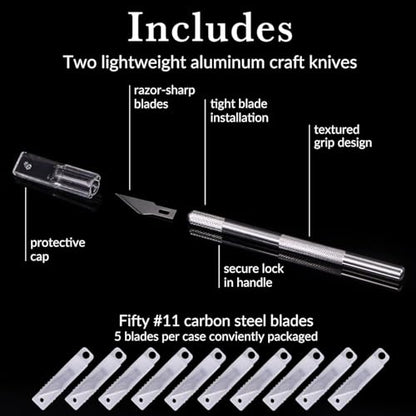 WA Portman Hobby Knife Set, 12pc Precision Craft Knife Set with 100 Blades - size: 12 Knives 100 Blades