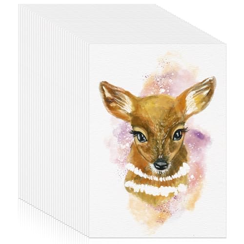 120 Sheets Watercolor Paper, 2.5 x 3.5 in, 140 Lb/300 GSM, White | Cold Press Cotton Paper, Good Water Absorption, for Cards, Kids, Students, Artists - size: 2.5 x 3.5 Inch
