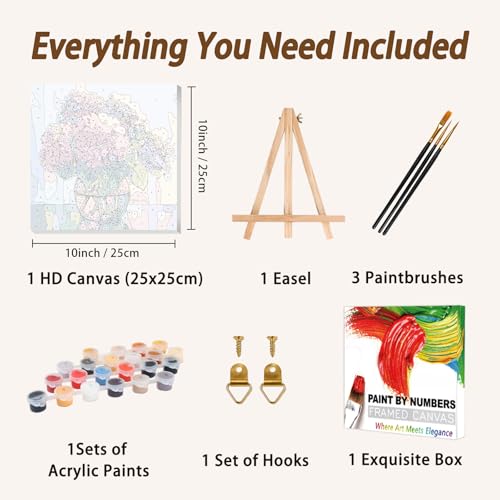 AUKELHJ Framed Paint by Numbers Kit for Adults, Hydrangea, 10x10 inch - color: 12-Hydrangea