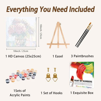 AUKELHJ Framed Paint by Numbers Kit for Adults, Hydrangea, 10x10 inch - color: 12-Hydrangea