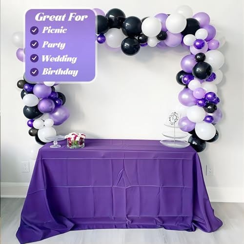 Plastic Table Cover Roll Disposable Tablecloth: 54in X 120ft Table Covers Plastic Table Cover Roll with Easy Slide Cutter Plastic Table Cloths for Parties Disposable-Purple (Pack of 2) - color: Purple, size: 1440" x 54" (Rectangular) (Pack of 2)