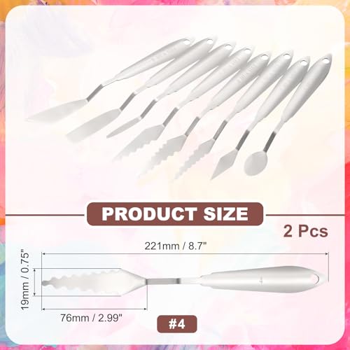 MECCANIXITY 2pcs HM#4 Palette Knives 19mm Width Stainless Steel Spatula Painting Pallet Knife with Stainless Steel Handle for Oil Painting Acrylic Canvas Mixing Spreading - style: HM#4 + 19mm