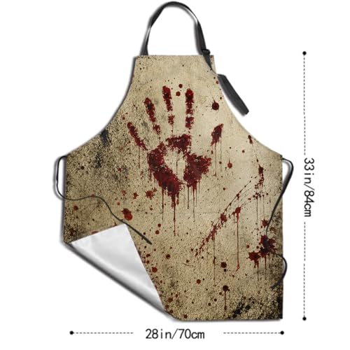 Giwawa Unisex Adult Apron Waterproof Stain Resistant Kitchen Cooking Apron with 2 Pockets for BBQ Grill Painting - color: Blood