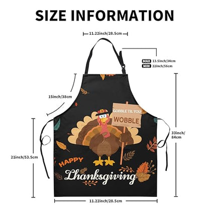 Funny Thanksgiving Aprons for Adults Women Men Cartoon Turkey Apron with Pockets Adjustable Kitchen Chef Apron Black Cooking Apron for Cooking, Barbecue, Crafting, Sewing - color: Turkey-black