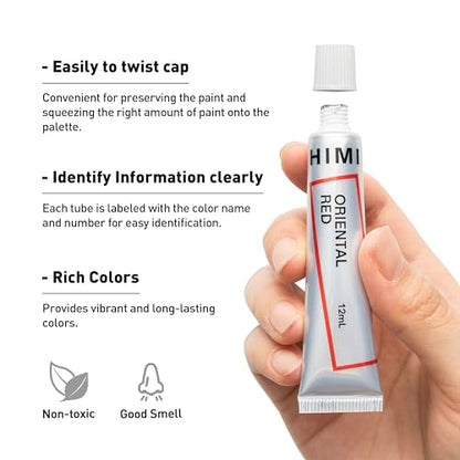 HIMI Watercolor Paint Tube Set - 36 Colors 12ml, with Rich Pigments, Non-Toxic, suitable for Beginners, Artists, and Hobby Painters. Beautiful Gifts for Art Supplies Painting