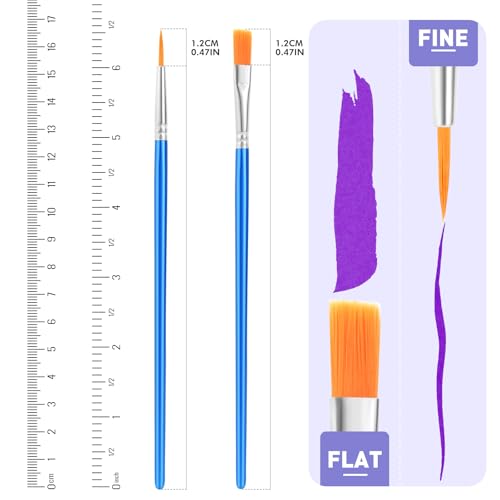 AROIC Small Paint Brushes Bulk,160 Pcs Acrylic Flat Round Pointed Brushes - color: Blue, size: 80 Flat + 80 Round