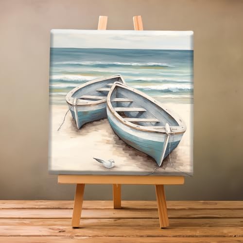 Natuyalo Paint by Numbers Kit with Framed - Boat Paint by Numbers for Adults Beginner Beach Seascape DIY Acrylic Painting by Numbers Kit Colorful Paintworks Artwork, 12x12 Inch - color: Color-07