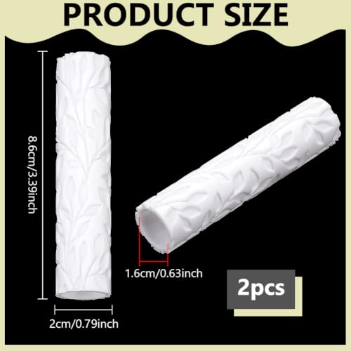 PH PandaHall 2pcs Polymer Clay Texture Roller for Earrings Making Embossing Pottery Texture Rollers Leaf Pattern Hand Clay Roller Pottery Tools for Jewelry Making Craft Projects Supplies, 3.3x0.7 Inch - color: Leaf-2