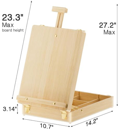 LUCYCAZ Tabletop Easel for Painting, Adjustable Wooden Sketchbox Art Easel - style: Sketchbox Easel