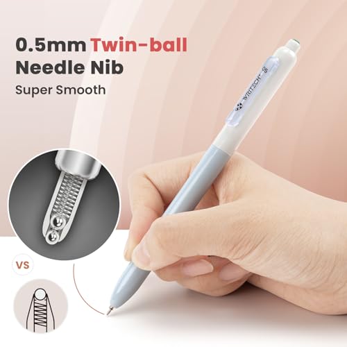 WRITECH Gel Pens Fine Point: 0.5mm Black Silent Click Needle Tip 4ct - color: Black-4ct