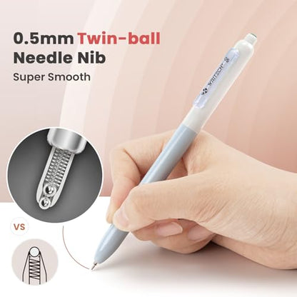WRITECH Gel Pens Fine Point: 0.5mm Black Silent Click Needle Tip 4ct - color: Black-4ct