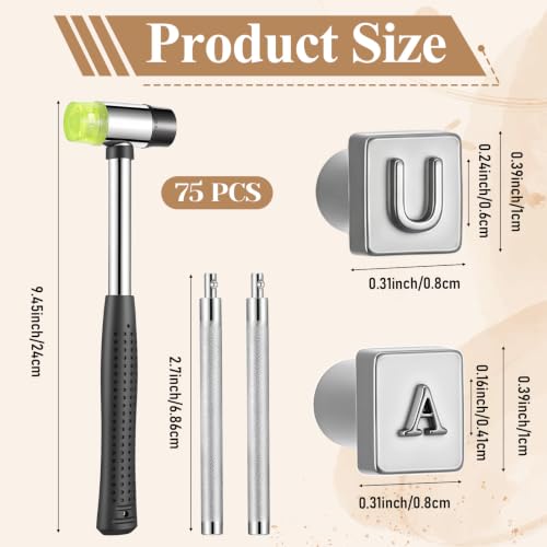 75 Pcs Leather Stamping Tools for Leather Working Letter Number
