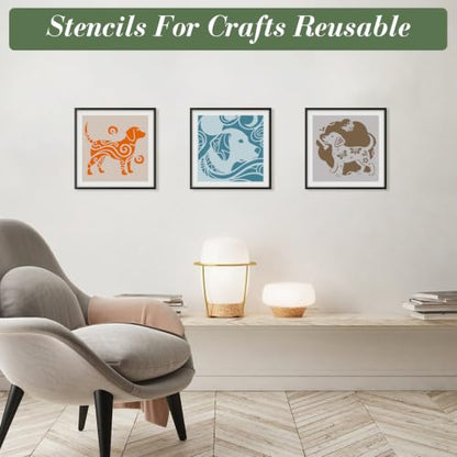 Dog Stencils for Crafts Reusable 24Pcs Stencils(5.9X5.9 Inch) - color: Dog 1