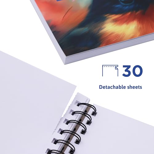 Pointer Art PRO Mixed Media Sketchbook 9x12 – Acid‑Free Paper, 30‑Sheet Spiral‑Bound Pad with Detachable Pages for Watercolor, Acrylic, Ink & Drawing - size: 9"x12"