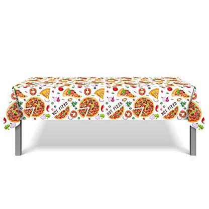 1 Pack Pizza Party Plastic Tablecloth 54 x 87 Inch Long Rectangular Table Cover for Buffet,Birthday Party Holiday Dinner,Picnic or Tablecloth for Kitchen Event Use - color: Pizza