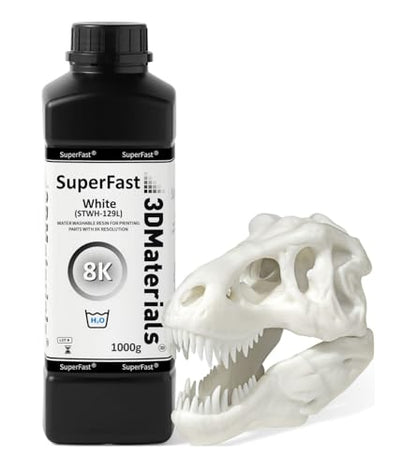 SuperFast 8K 3D Printer Resin Water Washable, 0.5 sec Print (1000g, White) - color: White, size: 1000g