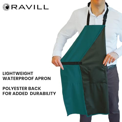 Waterproof Aprons For Men and Women with Pockets | 35" Long Work Aprons for Dishwashing, Dog Grooming, Cleaning - Plastic Dishwasher Apron - Water Resistant Kitchen Apron - color: Green