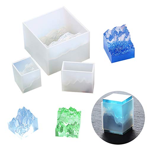 3Pcs Mountain Resin Molds,Iceberg Silicone Molds for Epoxy Resin,Micro Landscape Casting Molds DIY Polymer Clay Craft,Paperweight