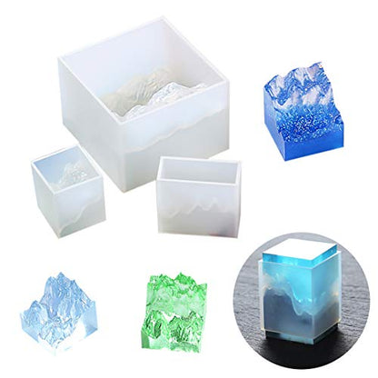 3Pcs Mountain Resin Molds,Iceberg Silicone Molds for Epoxy Resin,Micro Landscape Casting Molds DIY Polymer Clay Craft,Paperweight