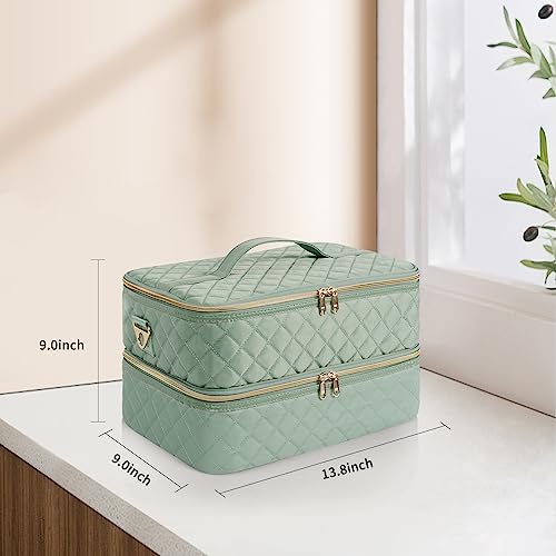 Nail Polish Organizer Bag Holds 50+ Bottles (15ml/0.5 fl.oz) &Nail Lamp - color: 02-Green, size: 50 Bottles