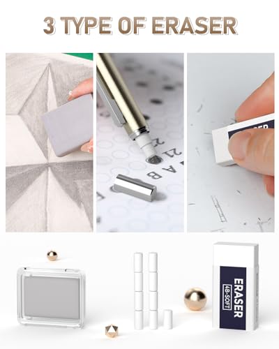 Nicpro 35PCS Art Mechanical Pencil Set, 3 PCS Metal Drafting Pencil - color: Black, style: 0.5 0.7 0.9 2.0