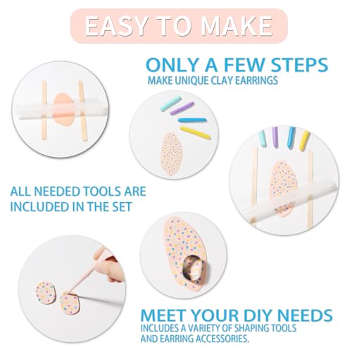 Patemby Clay Earring Jewelry Making Kit Art Crafts Set for Teen Girl Adult | Ages 12+ DIY Polymer Clay Earring Jewelry Craft Making Set, 135Pcs Make Your Own Earrings Supplies Fun Birthday Gift