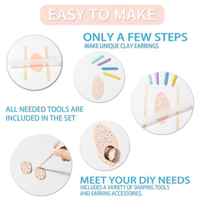 Patemby Clay Earring Jewelry Making Kit Art Crafts Set for Teen Girl Adult | Ages 12+ DIY Polymer Clay Earring Jewelry Craft Making Set, 135Pcs Make Your Own Earrings Supplies Fun Birthday Gift
