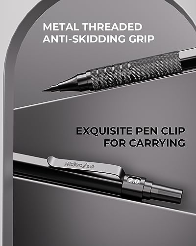 Nicpro 22PCS Black Art Mechanical Pencils Set + 3 PCS Metal Drafting Pencil 0.7mm
